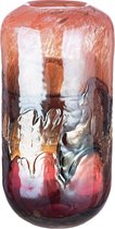 handgemaakte vaas glas oranje rose - opening 9.5 cm - 35x20 cm - betreft de linker vaas