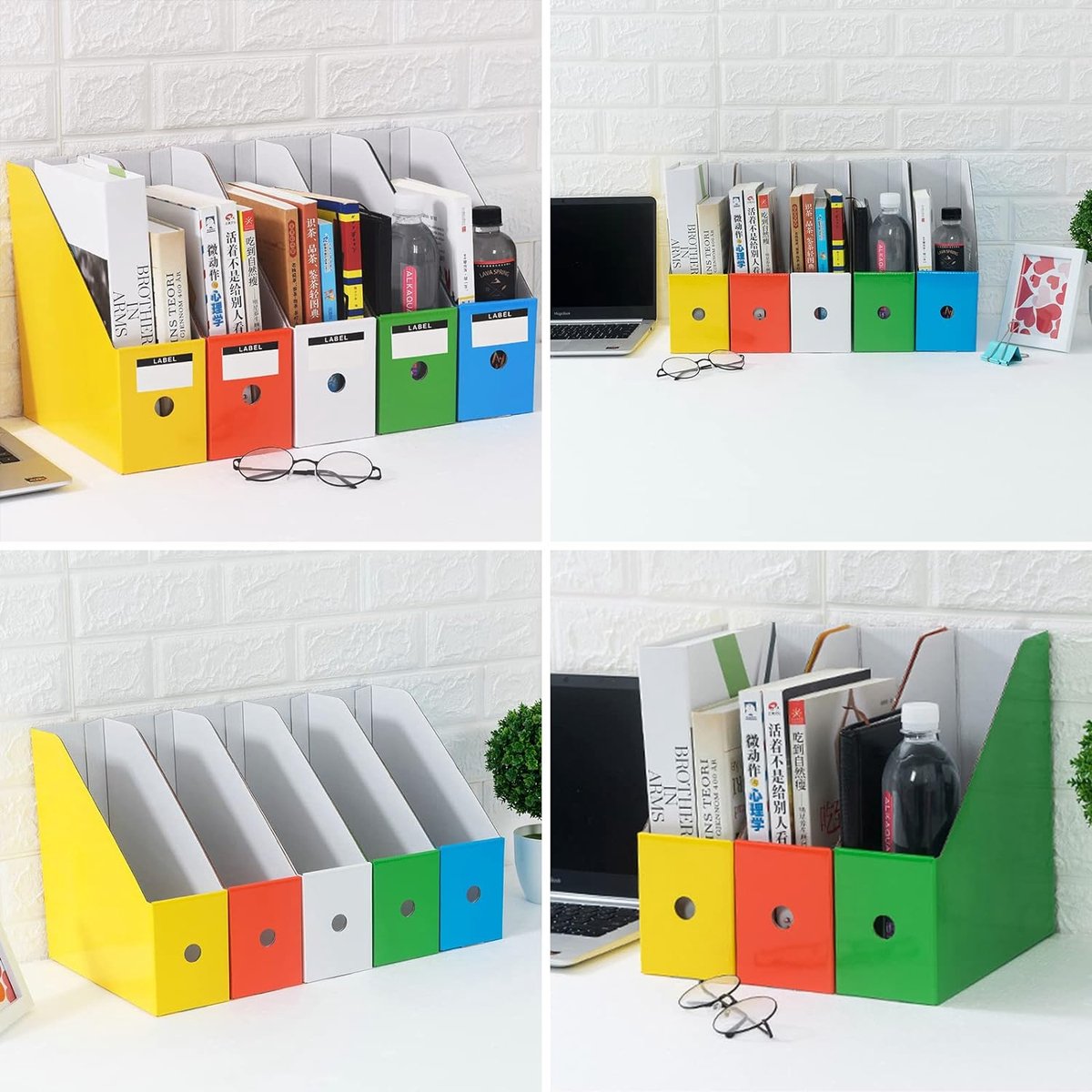 JEUIHAU 20 Pack Tijdschriftenhouder Kartonnen Houder met Labels, Kartonnen Tijdschriftenrek voor Dossiermap Briefpapier Kantoor