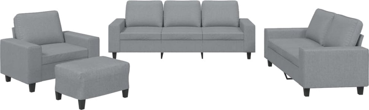 vidaXL - 4-delige - Loungeset - stof - lichtgrijs