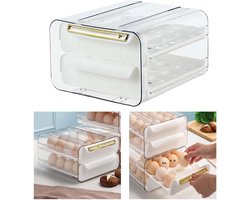 Velox Goods VL‑526 Eierhouder – Koelkast Eiertray Duo‑Laags – 32‑Eiopslag (16+16) – Transparant & Stapelbaar