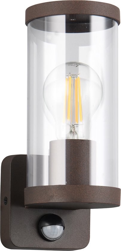 LED Tuinverlichting - Buitenlamp - Wandlamp - Trion Tino - E27 Fitting - Bewegingssensor - Bruin - Aluminium