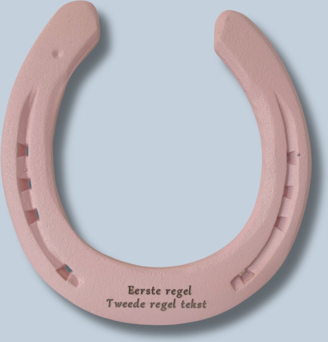 Hoefijzergeschenk.nl - Roze hoefijzer met persoonlijke tekst gegraveerd - Geluksbrenger - Roze - Kraamcadeau - 15 x 15 cm