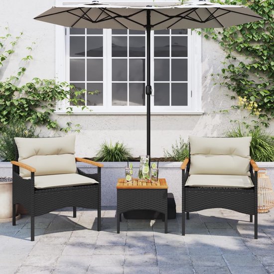 vidaXL 9-delige Loungeset met kussens poly rattan zwart vidaXL 9-delige Loungeset met kussens poly rattan zwart