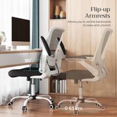 Bureaustoel -bureaustoel inklapbare armleuning - desk chair - verstelbare lendensteun, ruimtebesparend, zwart-wit 360°