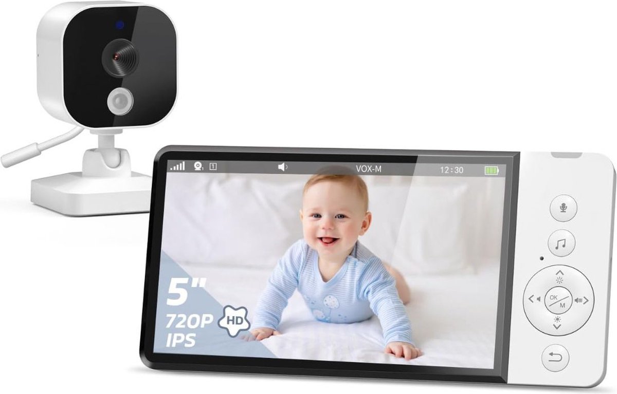 MKSS® Babyfoon met Camera en App - Baby Monitor - Huisdiercamera - Hondencamera - Full HD - Wit - Met Handig Beeldscherm