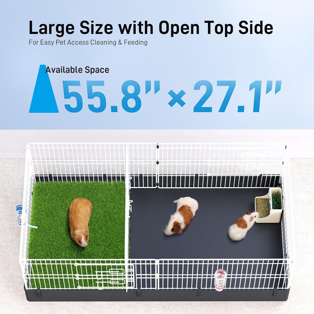 Mfsdai Cavia-kooi met twee gemakkelijk te reinigen pads, 0,74 m² cavia's, box met C&C-kooibekleding, geschikt voor konijnen, fretten, egels, 12 kooiplaten