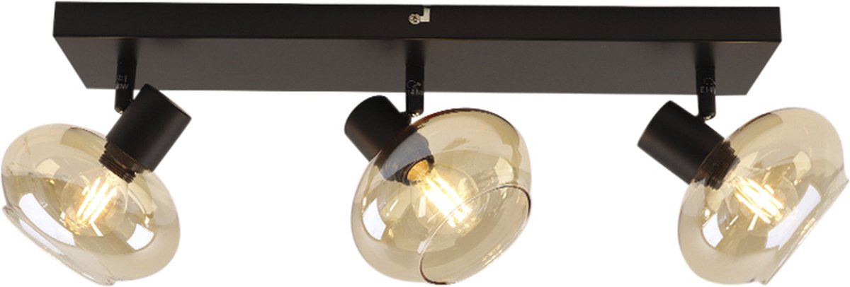 Olucia - SKIP - Plafondlamp - Amber / Zwart - 3L - Vorm: Rechthoek