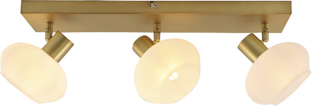 Olucia - SKIP - Plafondlamp - Wit / Messing - 3L - Vorm: Rechthoek