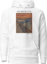 Edvard Munch 'De Schreeuw' ("The Scream") Beroemd Schilderij Hoodie | Unisex Premium Kunst Hoodie | Wit | M