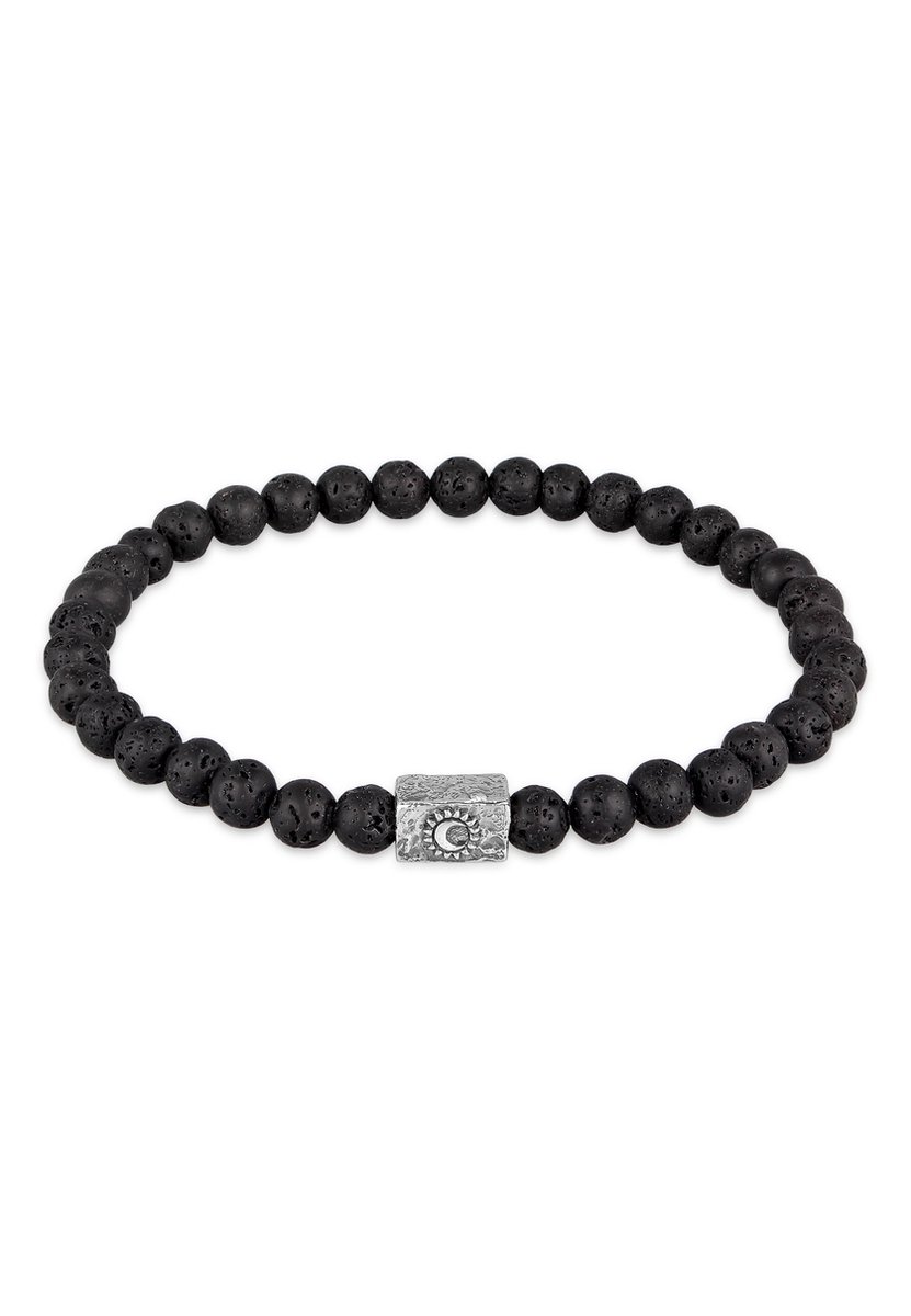 Haze & Glory - Armband - HG HAZE & GLORY - Armband Heren in 925 Sterling Zilver, sieraden mannen, Zilveren armband met Hanger geoxideerd, met lavastenen, Modern, Sacred Sun, 19-21 cm - Heren