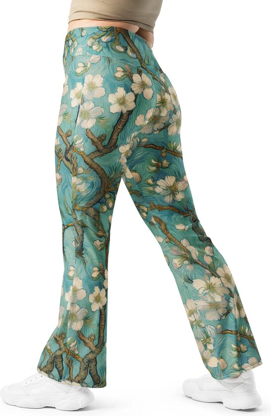 Vincent van Gogh 'Amandelbloesem' ("Almond Blossom") Beroemde Schilderij Flare Leggings | Premium Kunst Flare Legging Dames | S