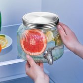 SHOP YOLO-distributeur de boissons-pour koelkast 2.8 litres-avec robinet-bec verseur en acier inoxydable 304 et couvercle-support en verre pour l'eau