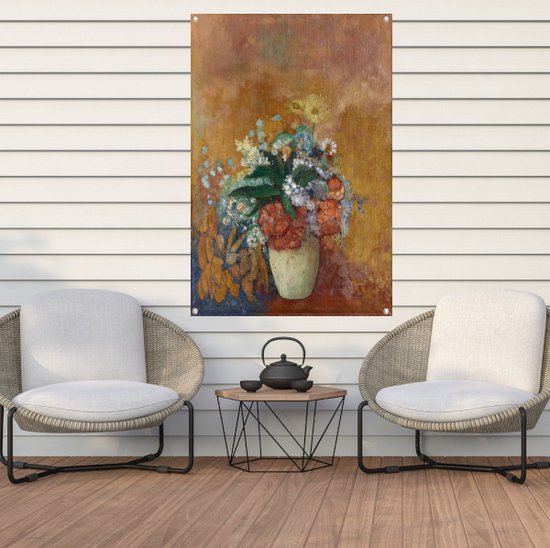 Vaas met bloemen - Odilon Redon tuinposter - Bloemen posters - Tuinposters Natuur - Balkon decoratie - Tuinschilderijen voor buiten - Posters tuinposter 70x105 cm