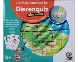 Caly Stick N Quiz 42 opblaasbare wereld bal + Spel dieren & quiz