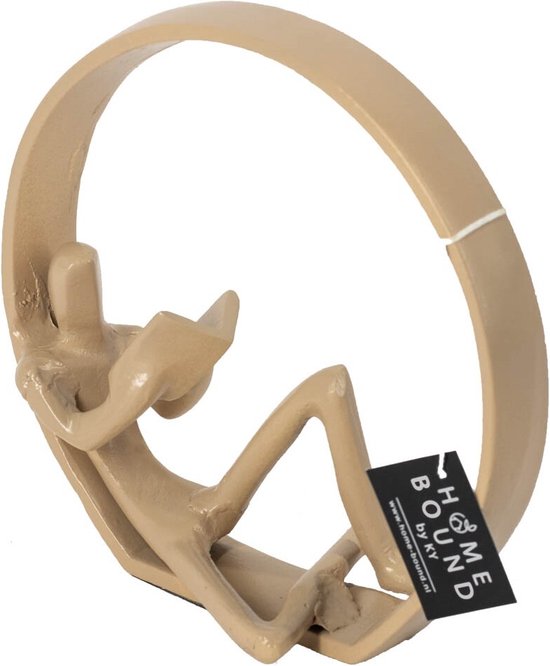 AccueilLié par KY | Statue décorative en métal 'le lecteur assis' beige | 20,5x9x19cm | statue en métal beige du lecteur assis