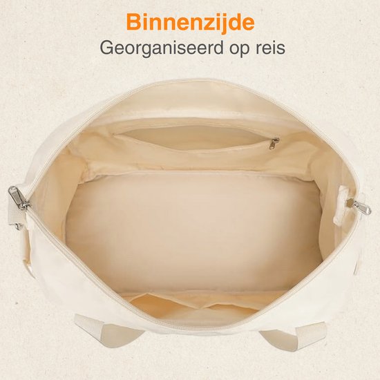 Pazzo Goods - Sac de sport Luna - Polyester - Beige - Trousse de toilette incluse - Port de chargement USB - Compartiment à chaussures - Sac de voyage