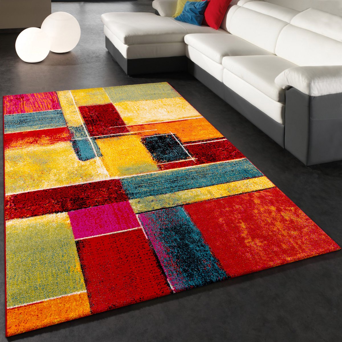 Paco Home Vloerkleed Woonkamer Laagpolig Modern Vintage Patroon Abstract Veelkleurig 80x150 cm