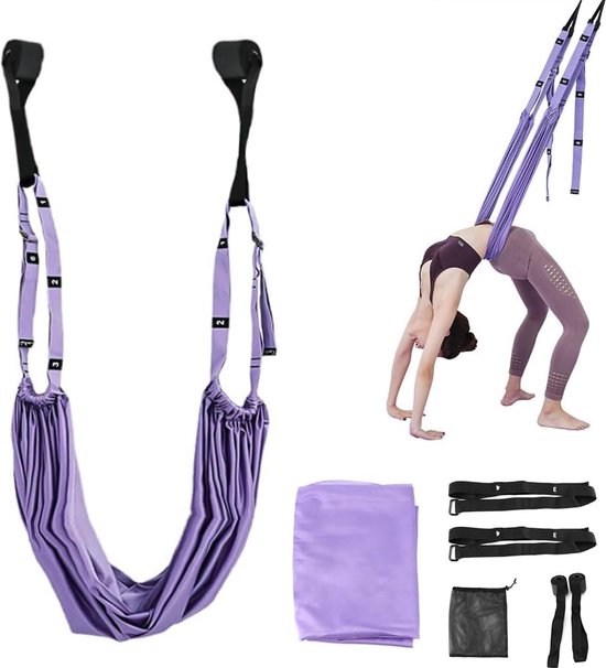 Foto: Yoga hangmat yogahanddoek om op te hangen aerial yogaschommel zeer elastische stretchband yoga stretchband voor revalidatie pilates ballet cheerleading spagat gymnastiek