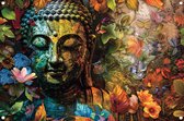 Boeddha tuinposter - Religie posters - Tuinposters Bladeren - Buiten - Tuindoek - Tuin decoratie voor buiten tuinposter 75x50 cm