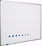 Whiteboard PRO Calderon - Emaille staal - Weekplanner - Maandplanner - Jaarplanner - Magnetisch - Wit - 60x90cm