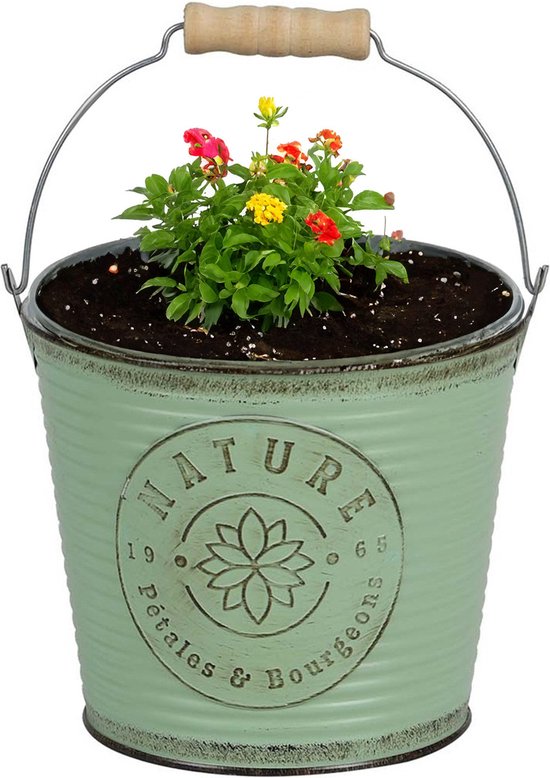 Foto: Sunnydays emmer plantenpot bloempot zink jadegroen d23 x h22 cm