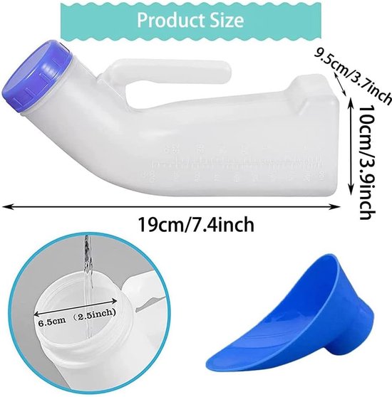 WUSHUN Urineflessen Voor Mannen En Vrouwen, Draagbare Urinoir Reizen, Herbruikbare Fles, 1000 Ml Campingtoiletten Voor Volwassenen