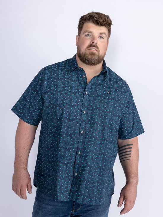 Petrol Industries - Heren Plus Size All-over Print Overhemd Rockport Beach - Blauw - Maat 6XL
