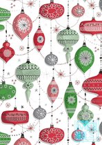 Metallic Kerstpapier Kerstballen Rood Groen K891671-3 - Toonbankrol breedte 70 cm