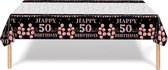 Tafelkleed 50 Jaar Verjaardag Versiering Tafelloper Plastic Tafelzeil Zwart Rosegoud Feest Tafellaken Xl Formaat
