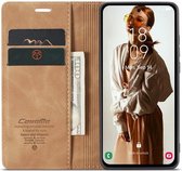 CaseMe 013 Hoesje Geschikt voor Samsung Galaxy A55 - Book Case met Standaard - Portemonnee Beschermhoes - Pasjeshouder voor Twee Pasjes - Bruin