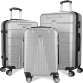 BRUBAKER Hardcase Kofferset Miami - Uitbreidbare Koffers met Cijferslot, 4 Wielen en Handgrepen - 3-delige Reiskofferset met Handbagage - ABS Trolley Koffer (M, L, XL - Zilver)