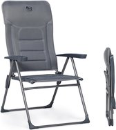 Opvouwbare campingstoel met hoge rugleuning en 7 standen - Luxe gestoffeerde klapstoel voor camping, tuin en balkon - Grijs, belastbaar tot 150 kg
