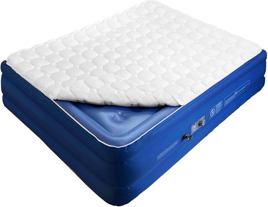 Matelas pneumatique AeroRest Cloud Top pour 2 personnes | 210 cm de longueur | Surmatelas amovible | Avec pompe intégrée | Sac de transport inclus |