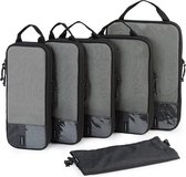 Kledingtassen Set van 6 pakzakken Compressieverpakkingskubusset met waszak voor rugzak, reisorganisator, kofferorganisator voor op reis, 02-zwart, kledingtas