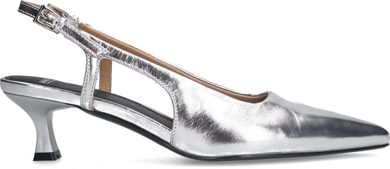 Manfield - Dames - Zilveren leren slingbacks - Maat 36