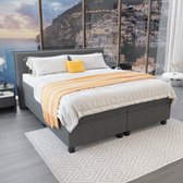 Mörgenn Boxspring Capri - Pocketvering Boxen en matrassen - Luxe 12cm topper - Antraciet - 90x200 cm - Inclusief Dekbed en Kussens