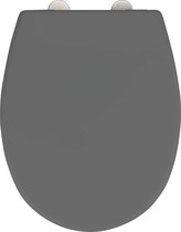 Wc-bril Vorno Neo grijs, hygiënisch toiletdeksel met softclose, toiletbril van onbreekbaar, antibacterieel duroplast, snelbevestiging van roestvrij staal, 37 x 46 cm