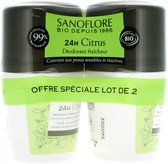 Sanoflore 24H Citrus Anti-Fragrance Organic Roll-On Deodorant Set 2 x 50 ml