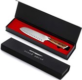 Santoku mes 18 cm, professioneel koksmes, keukenmes, roestvrij staal, zeer scherp lemmet met geschenkdoos voor huishouden en restaurant