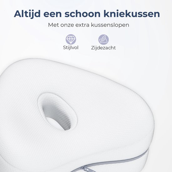 Wit kniekussen met rits, zacht en stijlvol.