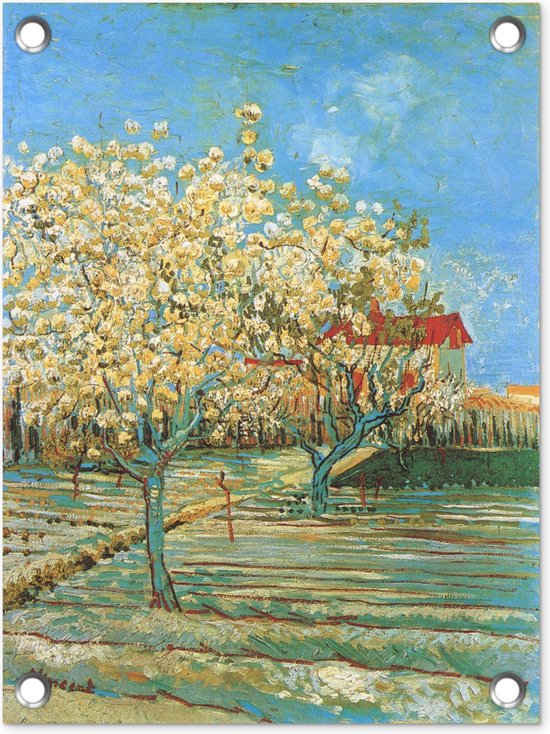 Tuin decoratie Boomgaard in bloei - Vincent van Gogh - 30x40 cm - Tuindoek - Buitenposter