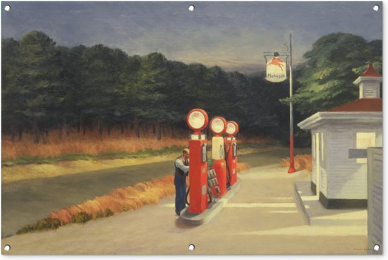 Tuinposter - Tuindoek - Tuinposters buiten - Benzine - Edward Hopper - 120x80 cm - Tuin