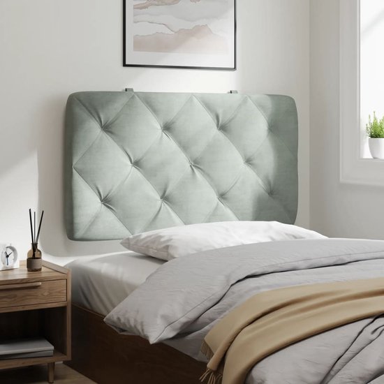 vidaXL - Coussin tête de lit - 90 - cm - velours - gris clair