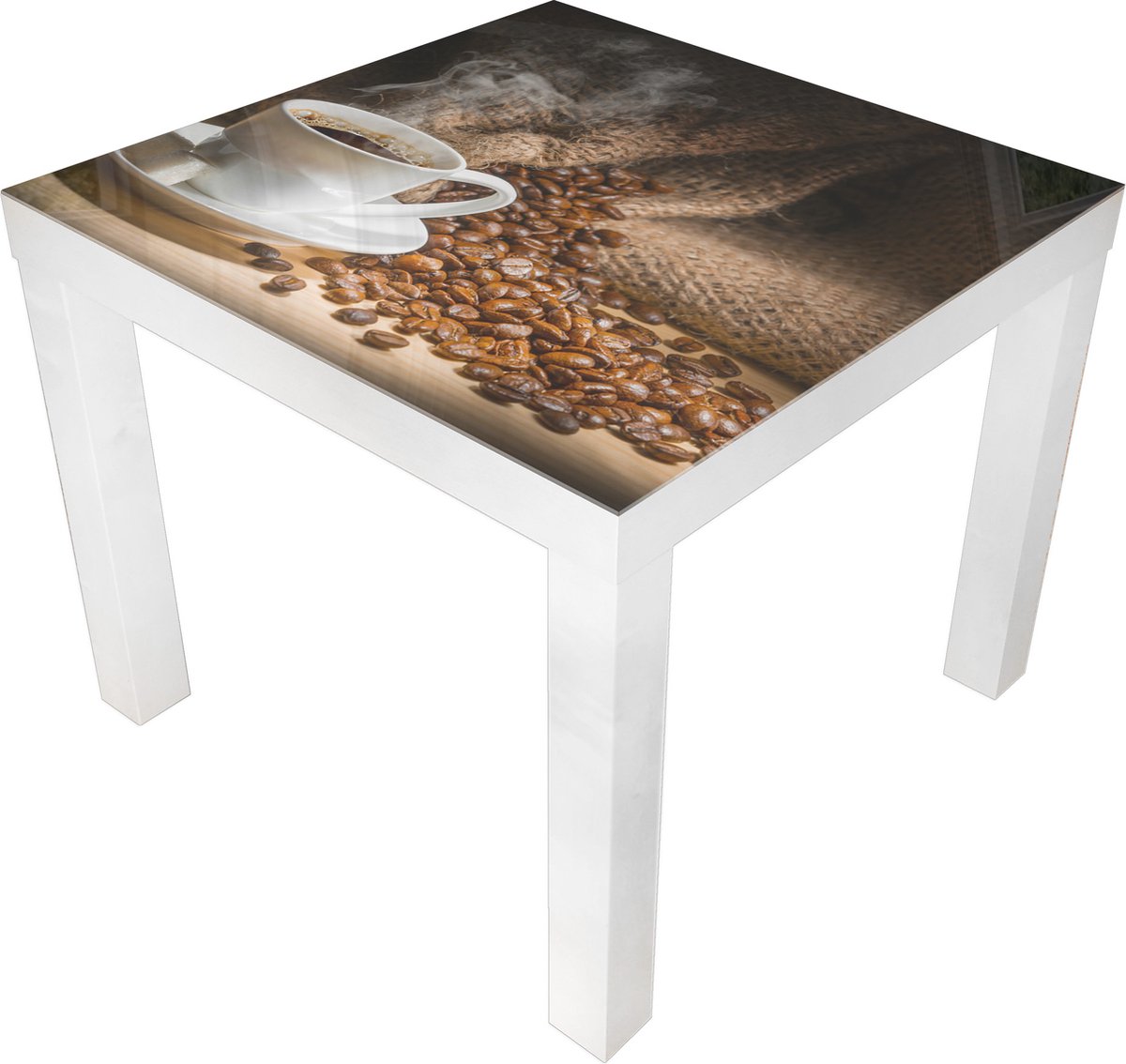 Designglas Salontafel - Glas - Bijzettafel Woonkamer - Koffietafel - Ikea Lack Onderstel - Fotoprint - 55x55cm