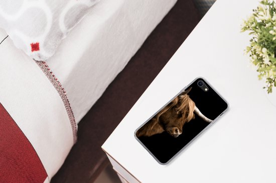 Coque iPhone 7 - Scottish Highlander - Vache - Zwart - Siliconen