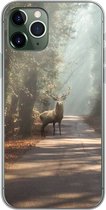 Telefoonhoesje Geschikt voor iPhone 11 Pro hoesje - Hert - Bos - Zonnestralen - Siliconen Telefoonhoesje