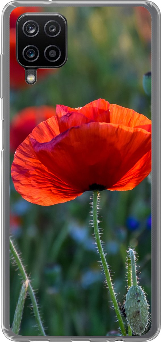 Telefoonhoesje Geschikt voor Samsung Galaxy A12 hoesje - Kleurrijke Klaprozen in Nederland - Siliconen Telefoonhoesje Telefoonhoesje