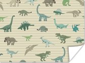 Poster kinderen - Dinosaurus - Bruin - Groen - Jongens - Meisjes - Kinderen - Wanddecoratie jongens - 40x30 cm - Poster kinderkamer - Decoratie voor kinderkamers