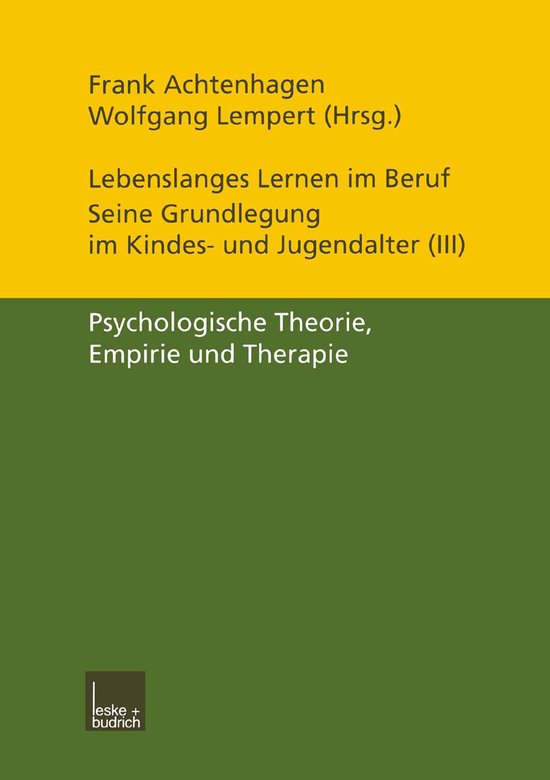 Lebenslanges Lernen Im Beruf -- Seine Grundlegung Im Kindes- ... - cover