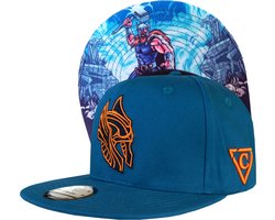 Capiche® Snapback Pet Heren – Thor – Blauw & Oranje – Verstelbaar met Druksluiting – Sportcap – Baseball Cap – Mannen Cap – Noorse Mythologie